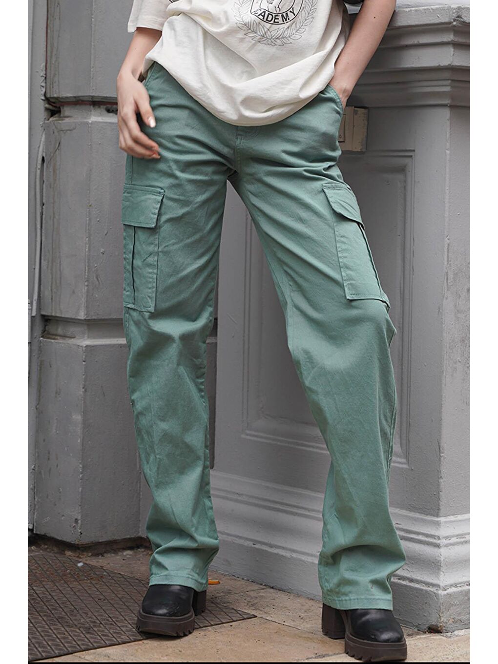 Mint Yeşili Cep Detaylı Kargo Pantolon Mg1602-1