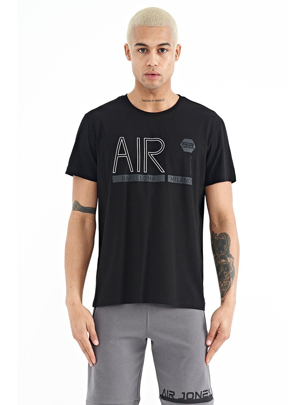 AIR JONES Siyah Conan Siyah Standart Kalıp Erkek T-Shirt - 88209