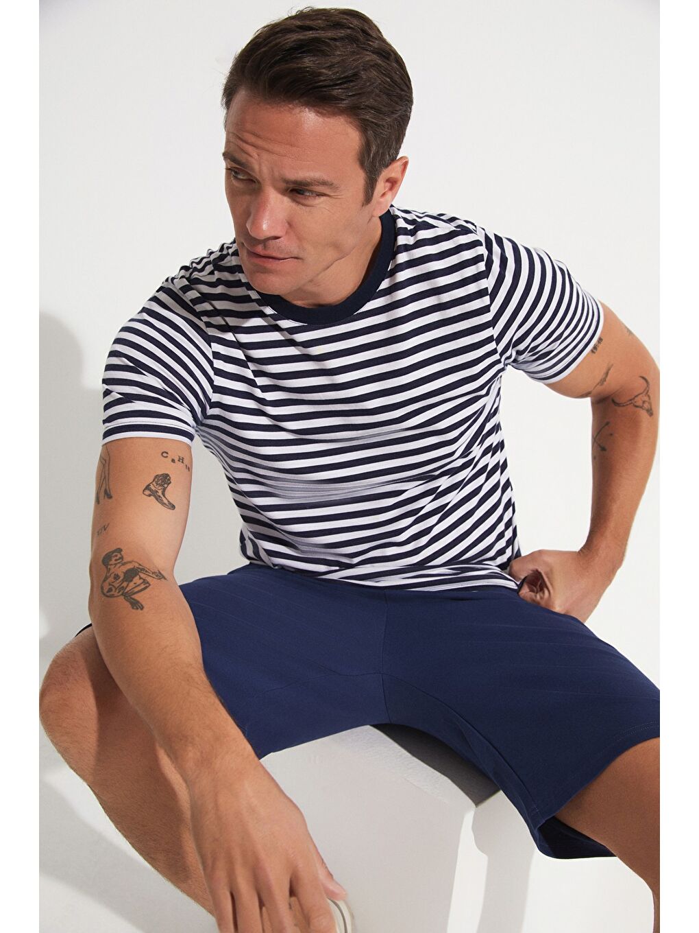 İndigo Erkek Regular Fit %100 Pamuk Örme Şort-2