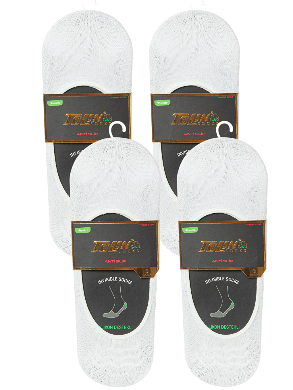 Beyaz Erkek 12 li Bambu Babet Çorap Seti Kaymaz Topuklu Görünmez 10800-1