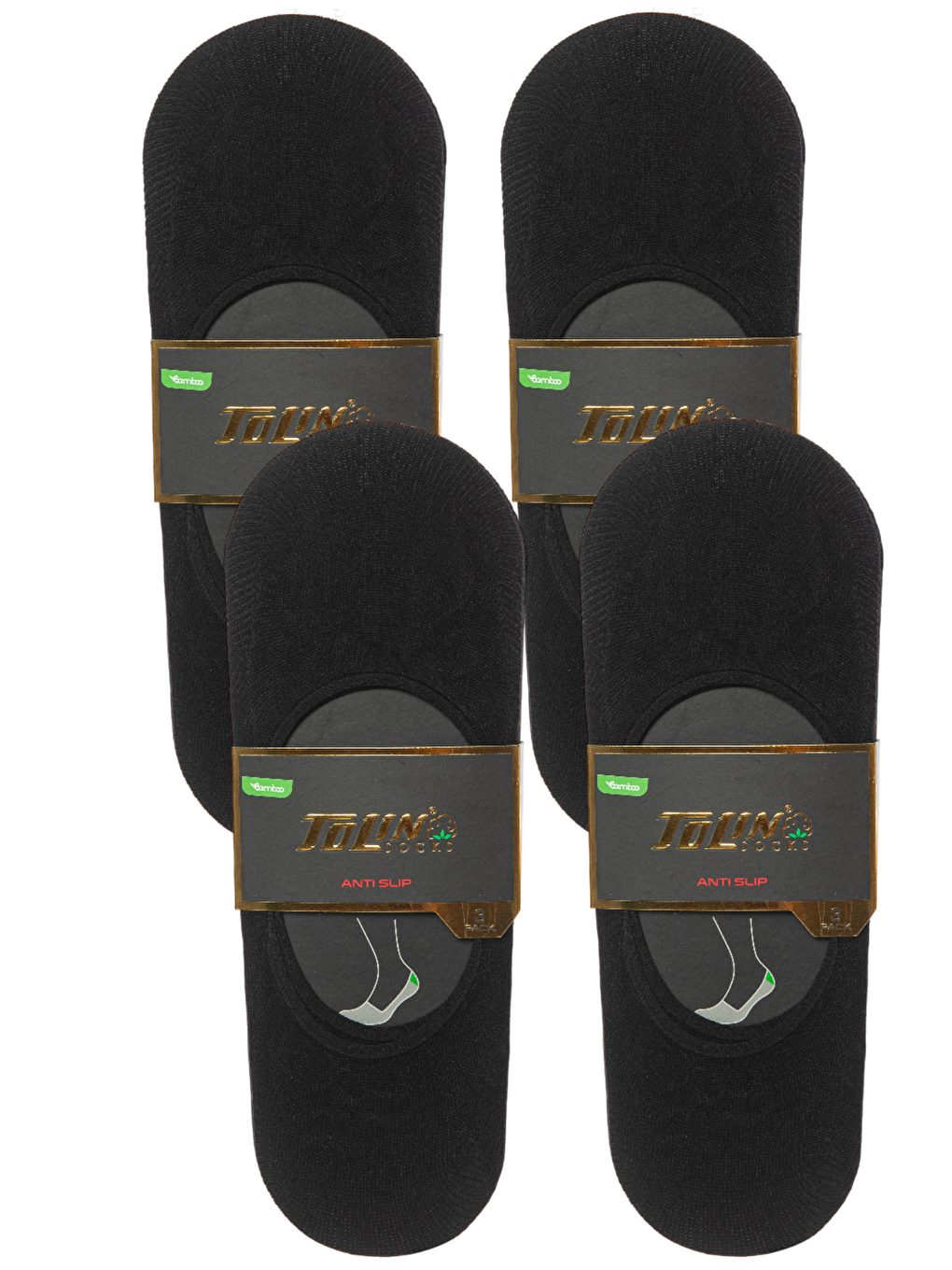 Siyah Erkek 12 li Bambu Babet Çorap Seti Kaymaz Topuklu Görünmez 10800-1