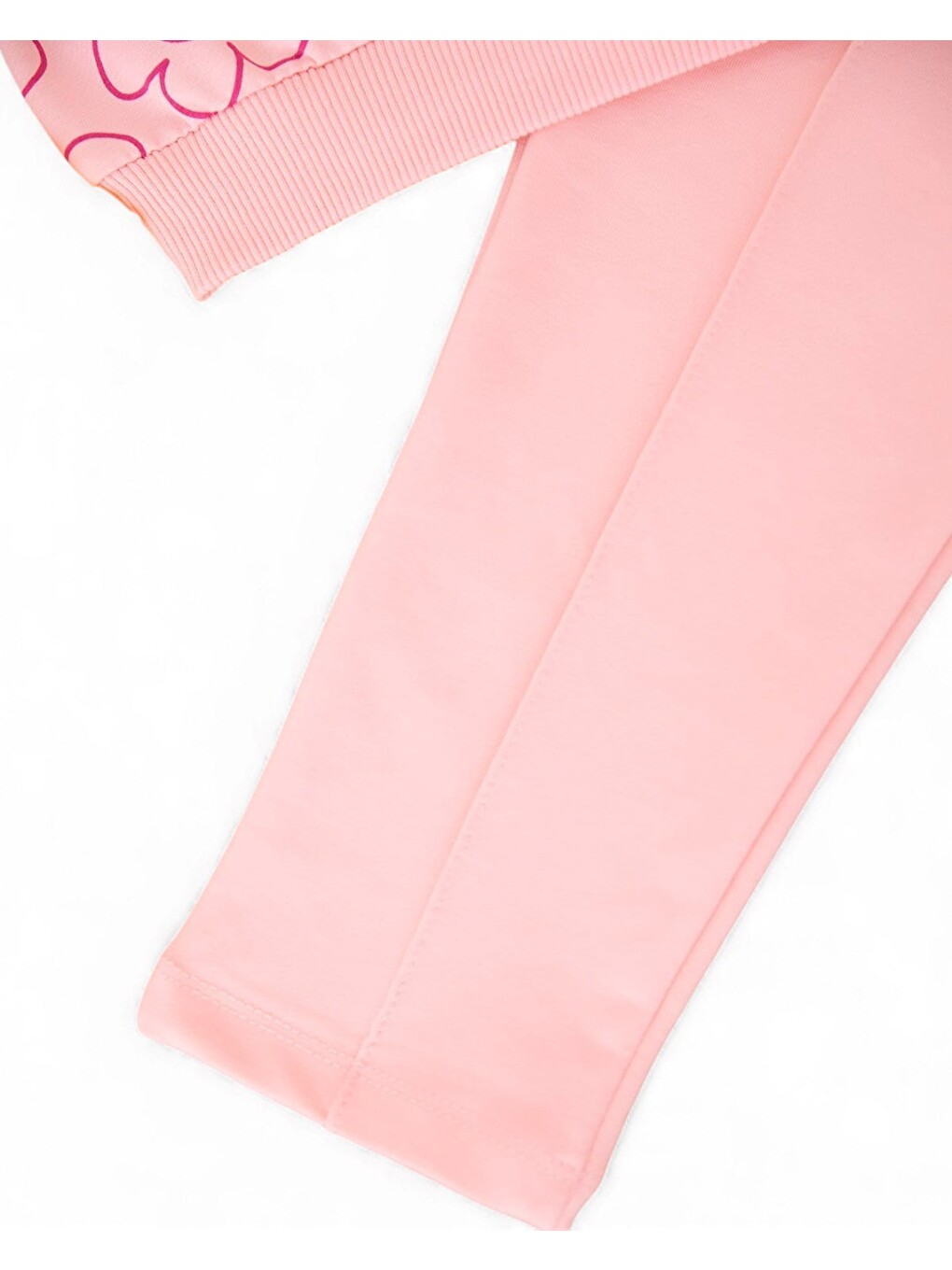 Pembe Kız Çocuk Mevsimlik Çiçek Baskılı, Çimalı Pantalonlu Takım-6