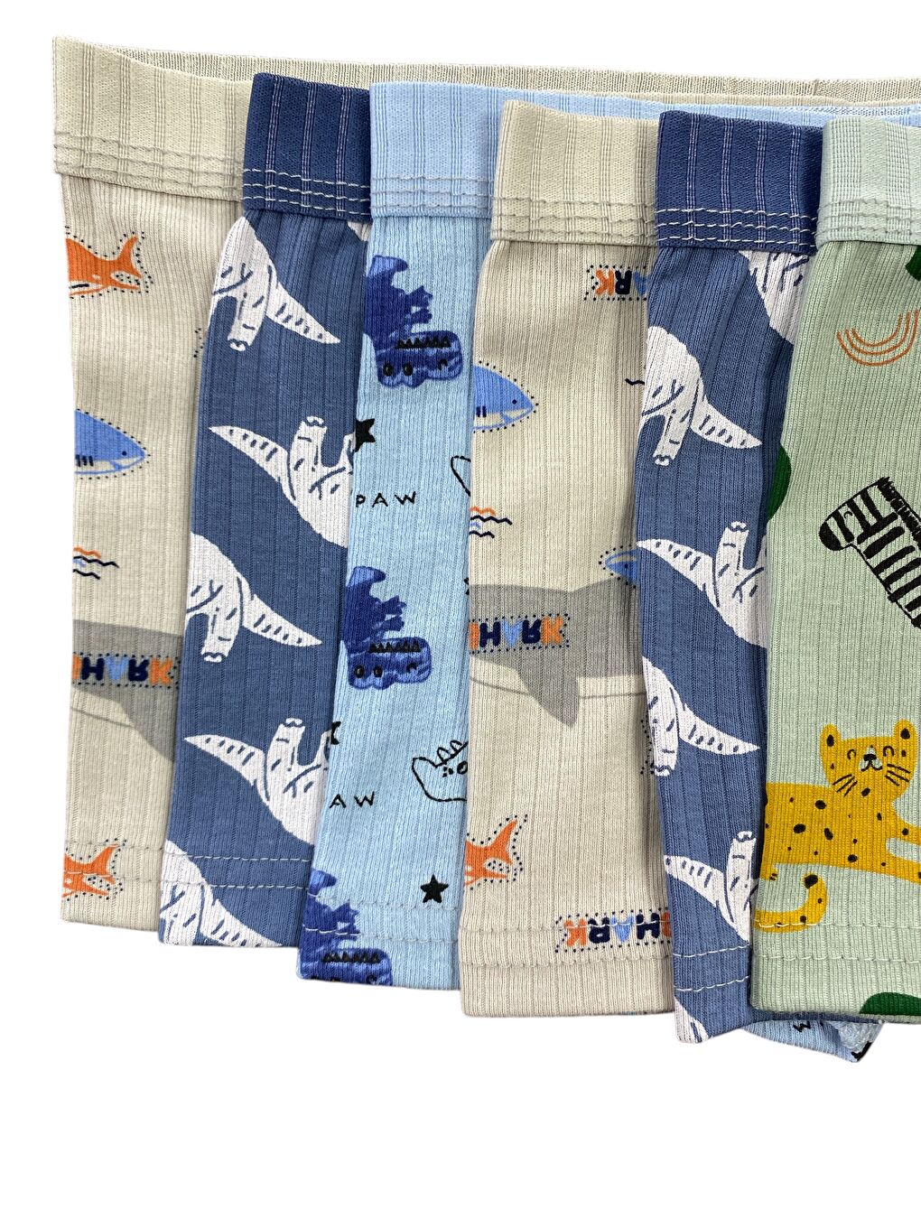 Karışık 6'lı Erkek Çocuk %100 Pamuk Fitilli Baskılı Yüksek Kaliteli Boxer-1