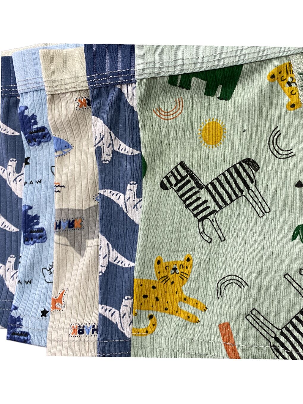 Karışık 6'lı Erkek Çocuk %100 Pamuk Fitilli Baskılı Yüksek Kaliteli Boxer-5