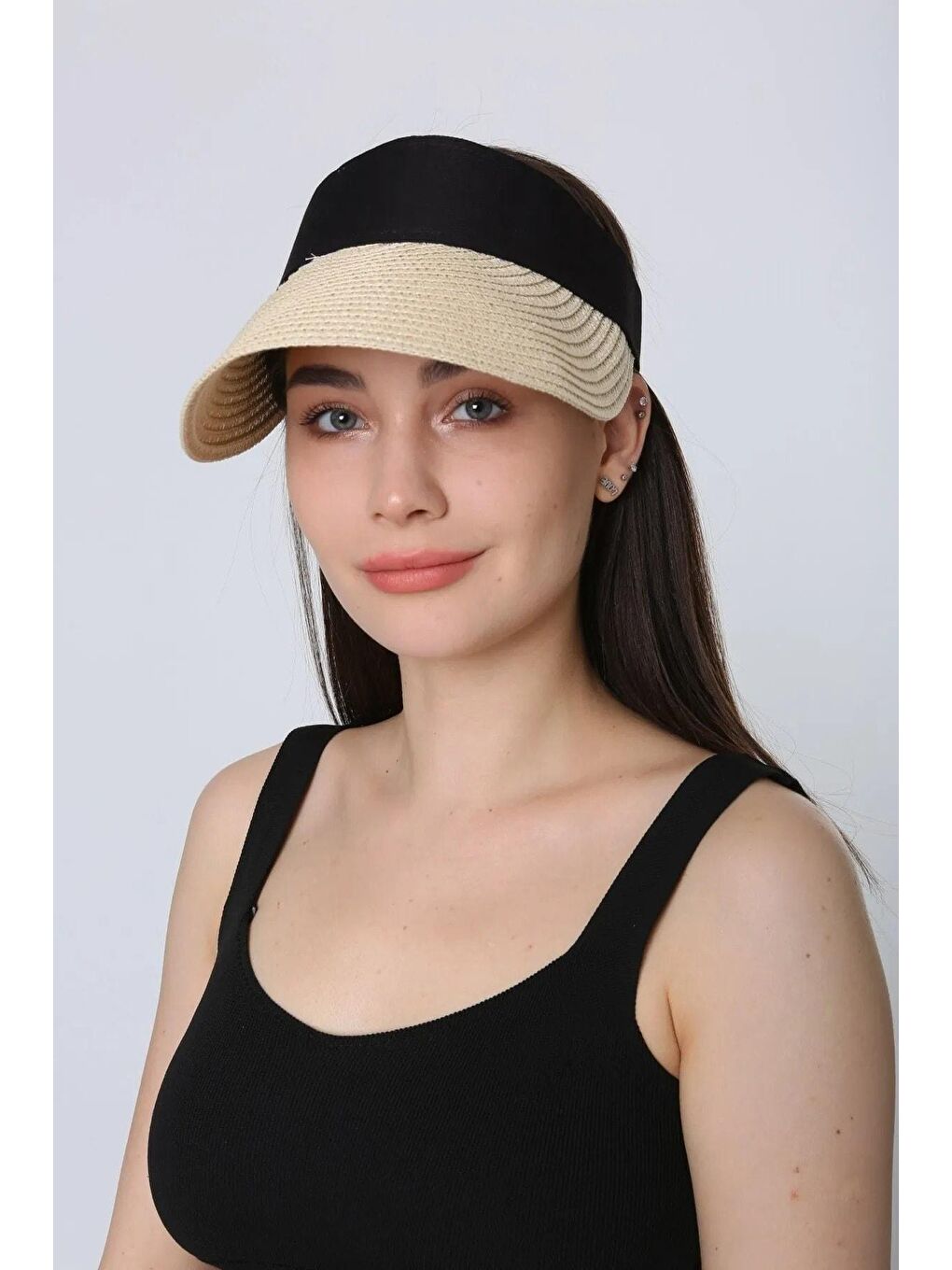 Luminos Butik Bej Ithal Katlanabilir Cırtlı Hasır Vizör - Tenisçi - Golf Şapka Hsr2060 - 1