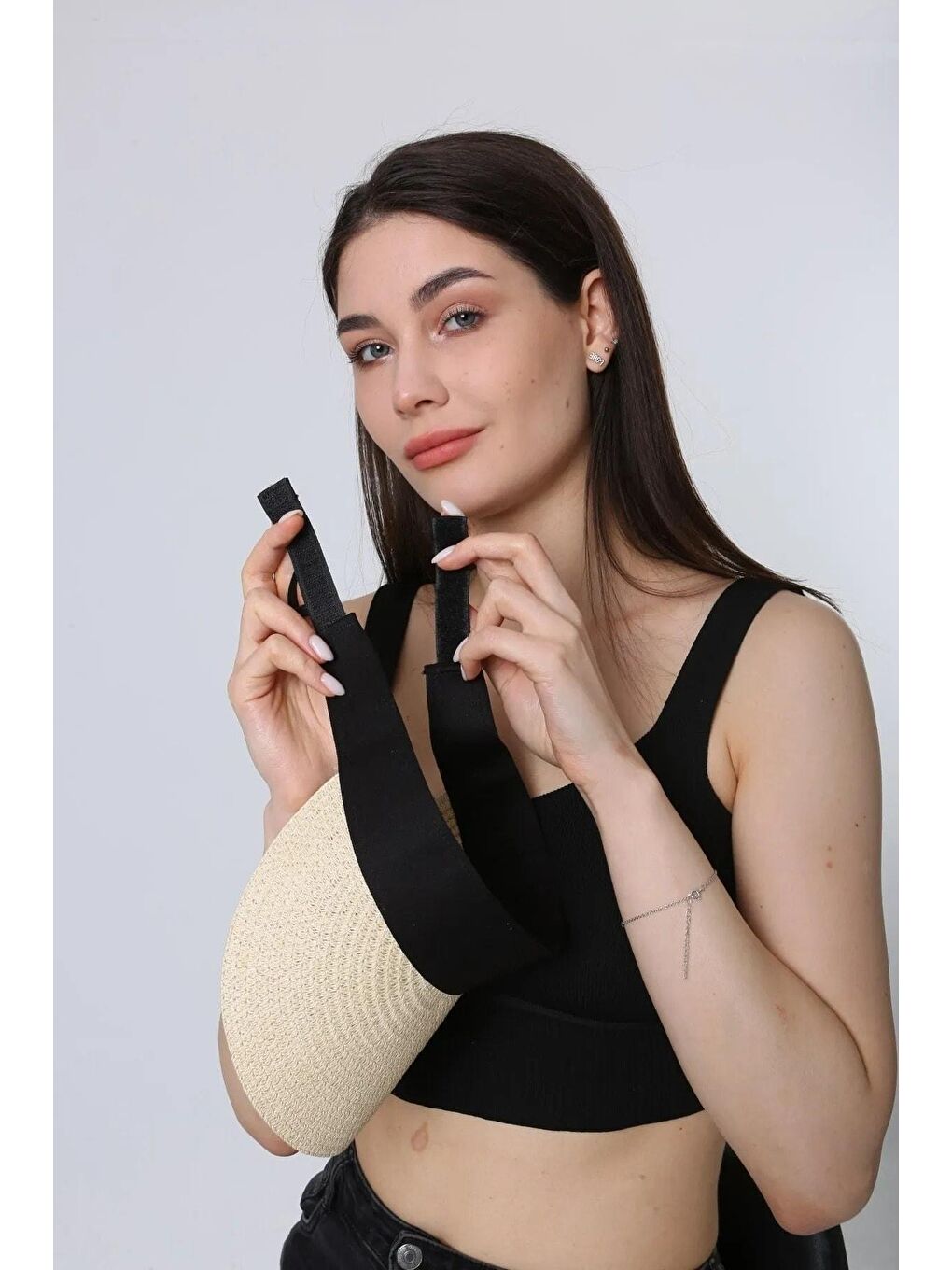 Luminos Butik Bej Ithal Katlanabilir Cırtlı Hasır Vizör - Tenisçi - Golf Şapka Hsr2060 - 5