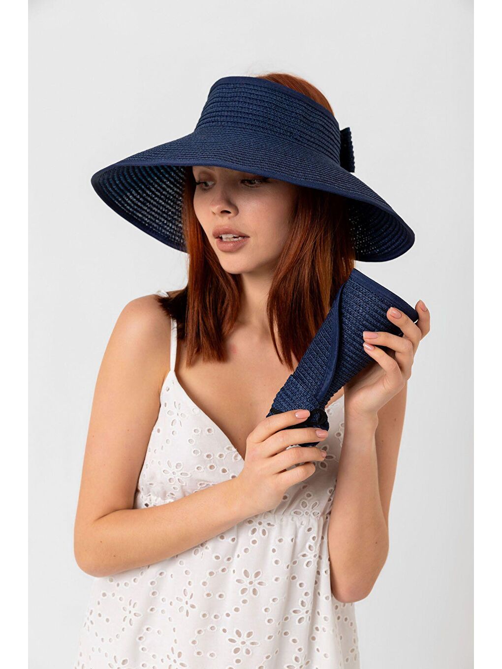 Lacivert Kurdeleli Hasır Vizör Şapka Hsr2080-2