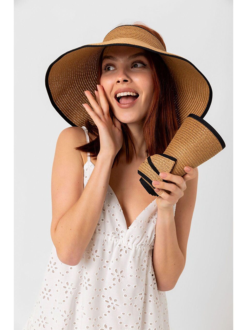 Kahverengi Camel Tepesi Açık Hasır Vizör Şapka Hsr2077