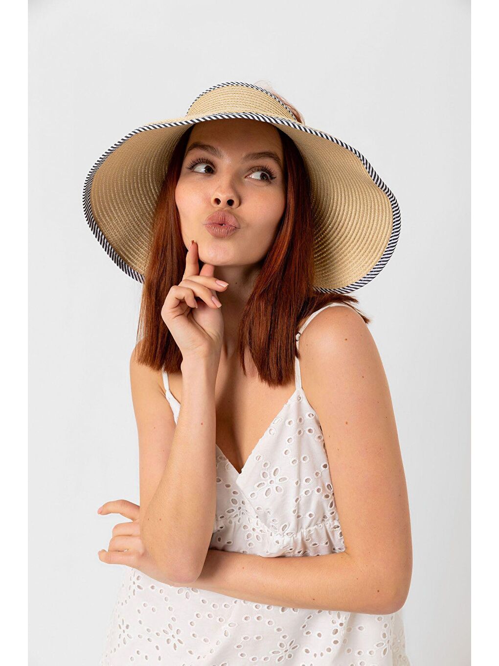 Bej Tepesi Açık Hasır Vizör Şapka Hsr2078-3