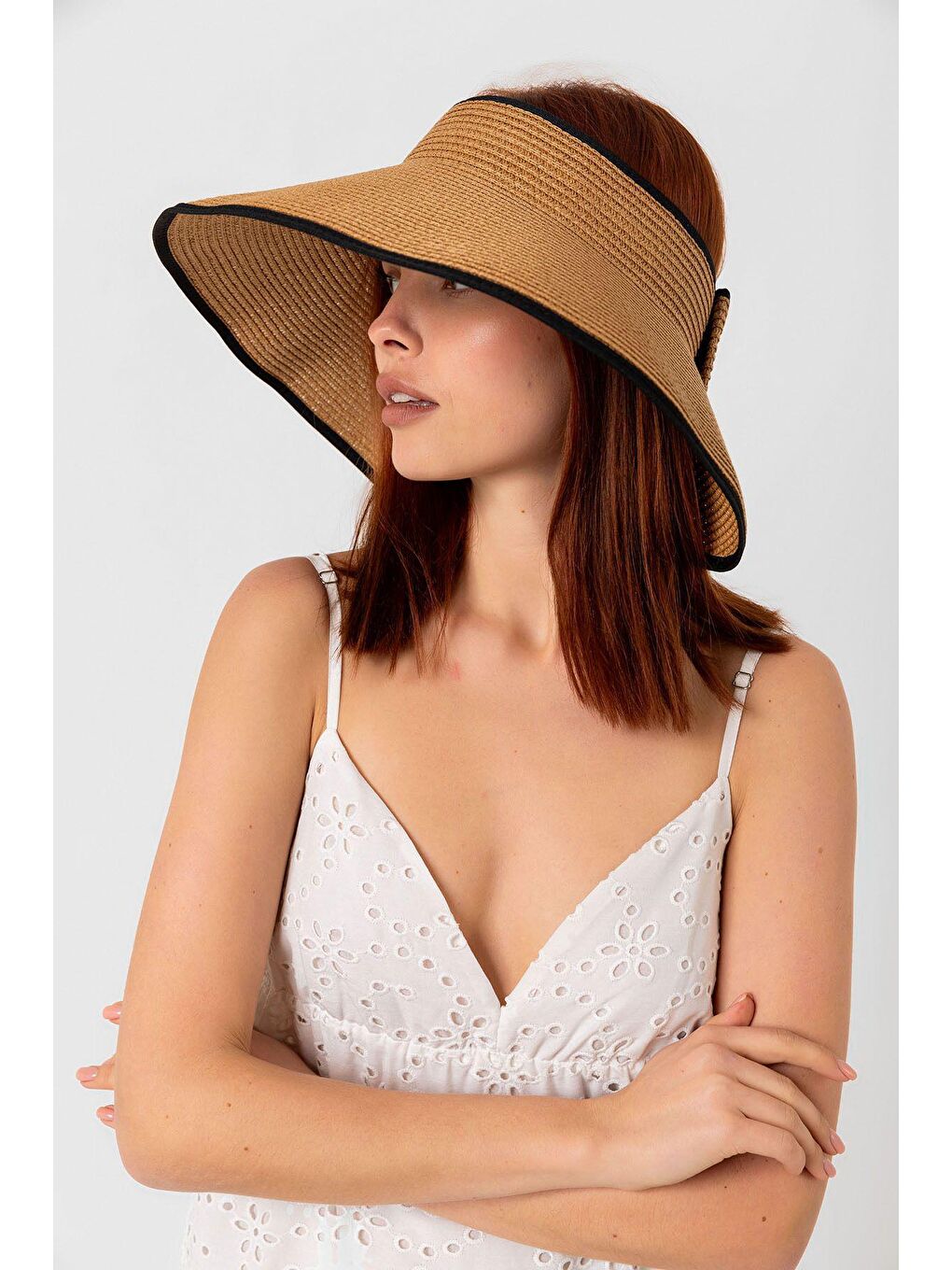 Kahverengi Camel Tepesi Açık Hasır Vizör Şapka Hsr2077-4