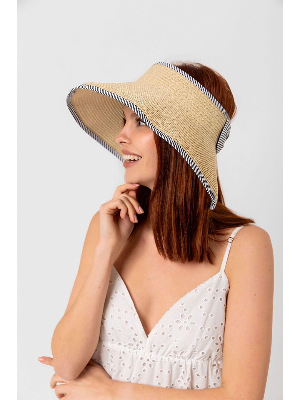 Bej Tepesi Açık Hasır Vizör Şapka Hsr2078-4