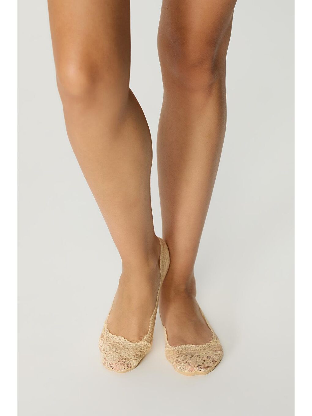 Bej Luna Dantelli Babet Çorap Ten