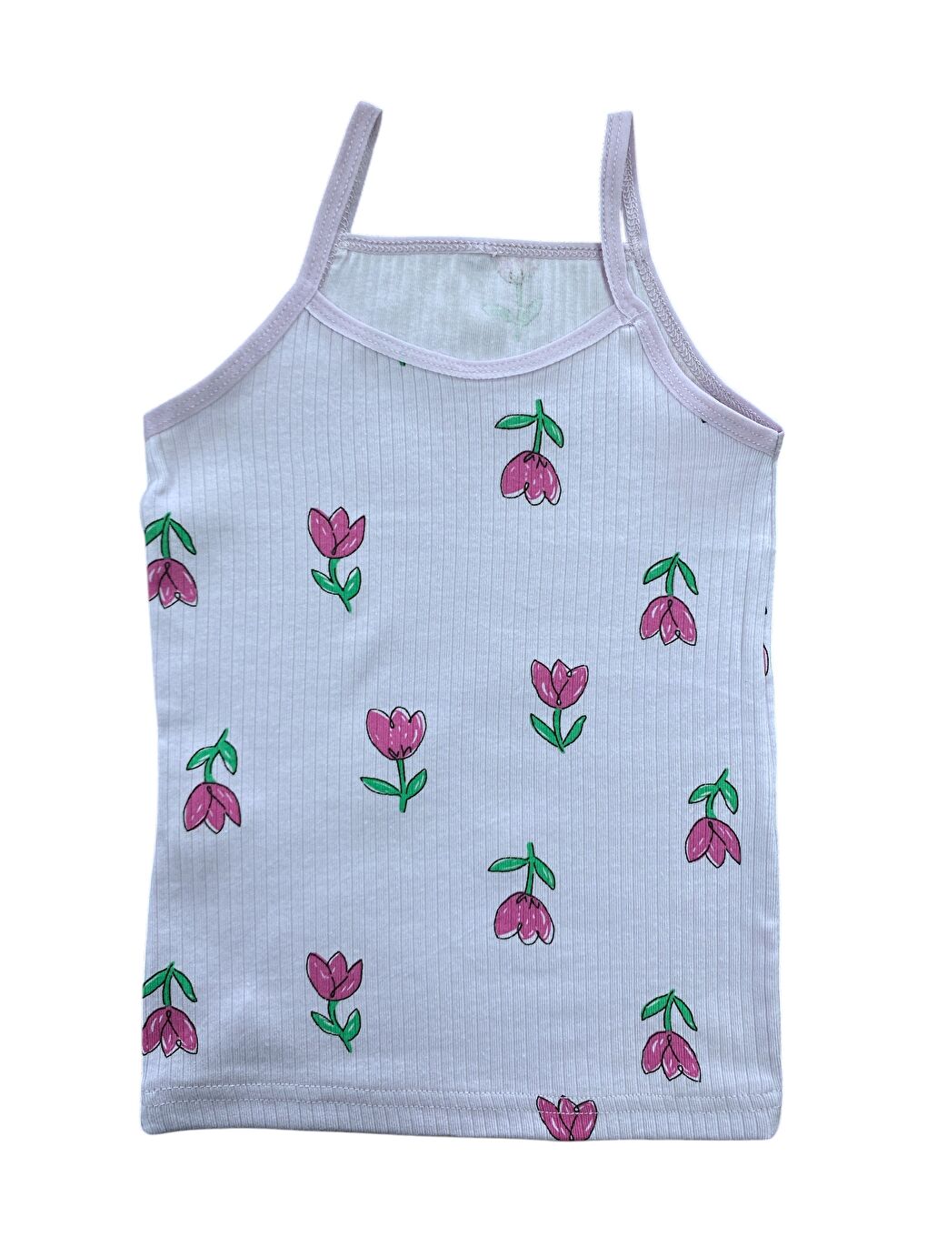 Karışık 6'lı Kız Çocuk %100 Pamuk Fitilli Yüksek Kaliteli İp Askılı Atlet-4