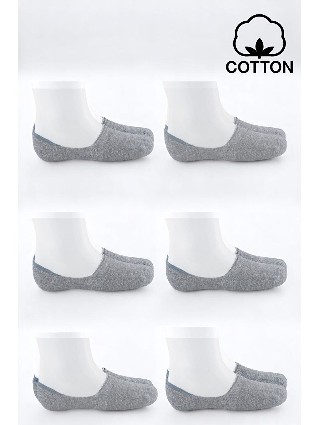 6'lı Erkek Gri Pamuklu Yumuşak Kaliteli Babet Çorap