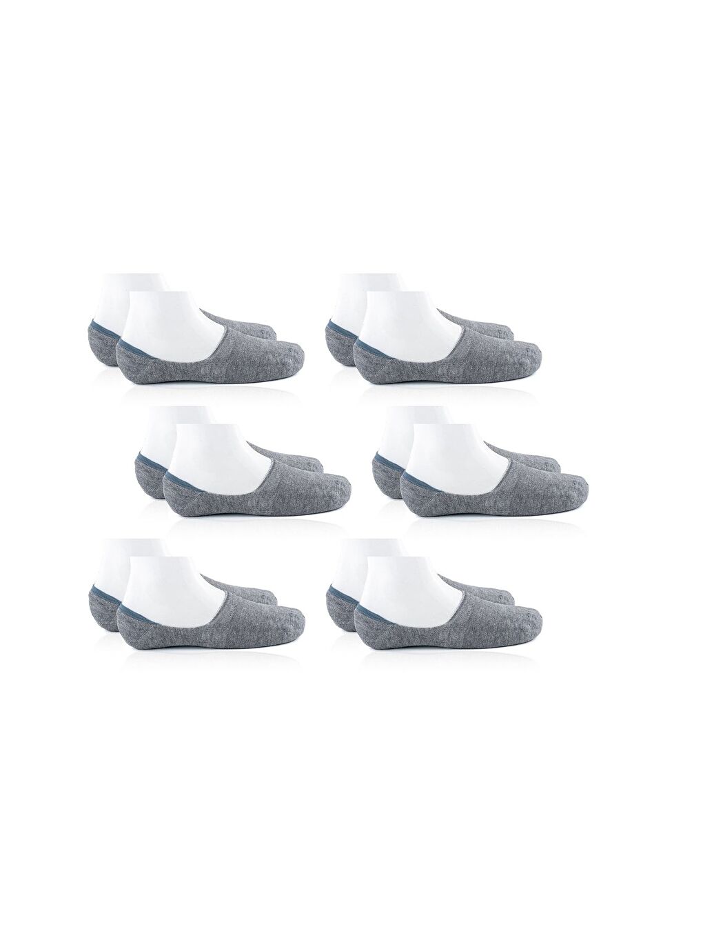 6'lı Kadın Gri Bambu Dikişsiz Silikonlu Kaydırmaz Topuk Kaliteli Görünmez Babet Çorap