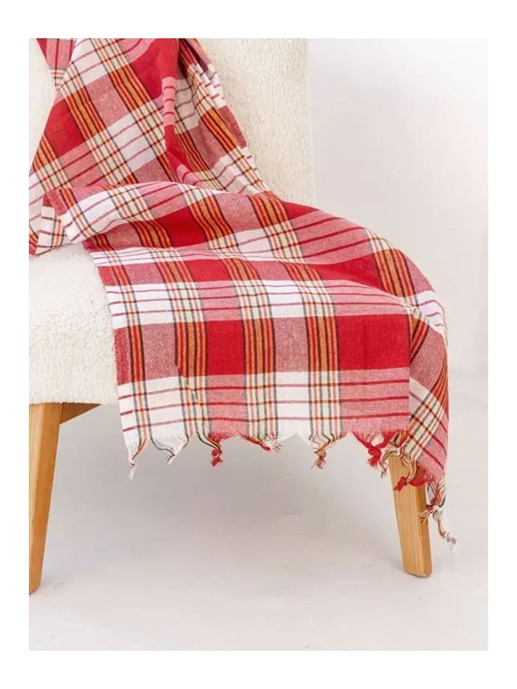 Kırmızı 4 Adet Klastik Pamuk Peştemal (Geleneksel Hamam Peştemali)-6