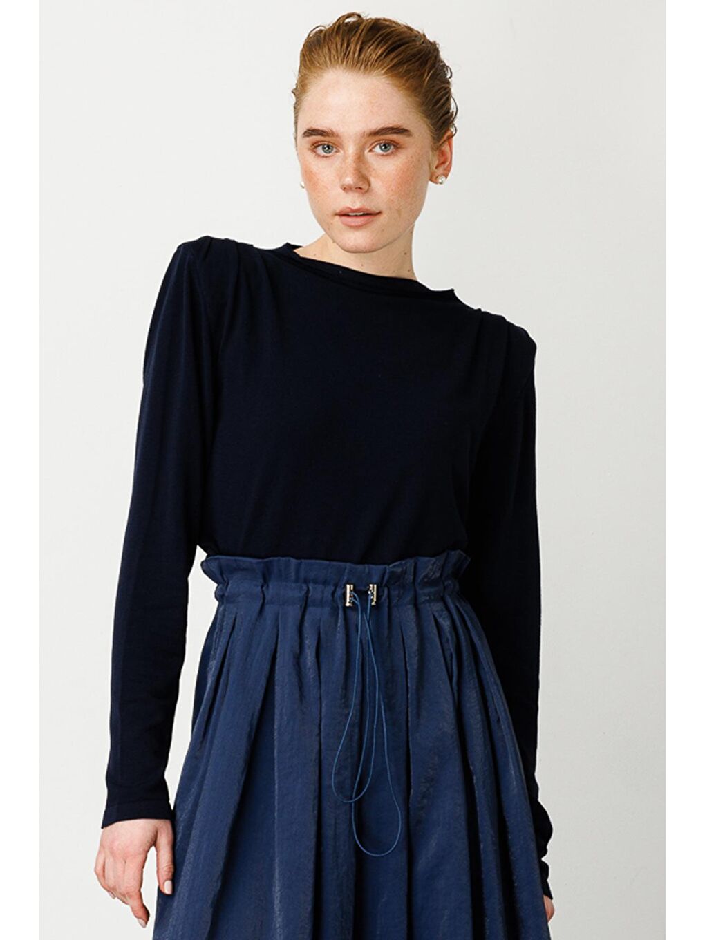 Vatkalı Crop Top - Lacivert-2