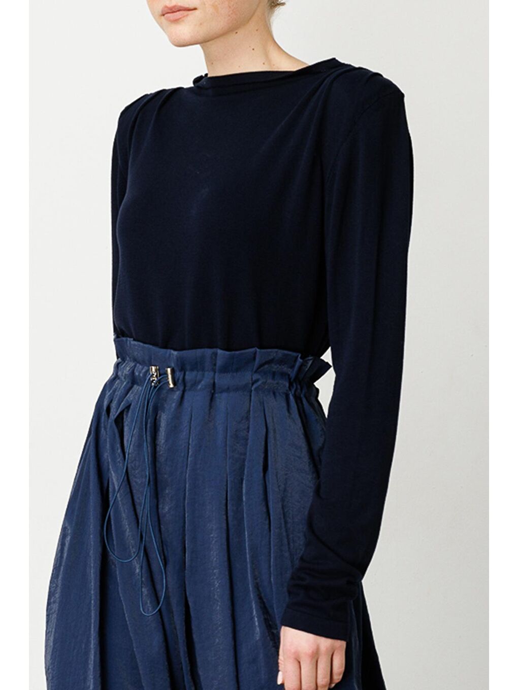 Vatkalı Crop Top - Lacivert-4