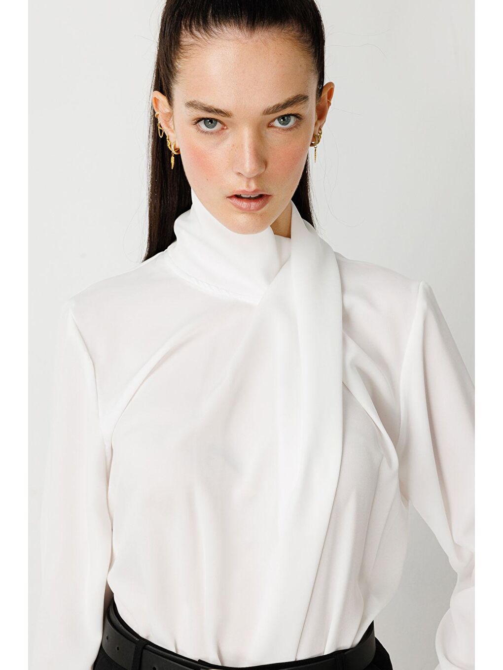 Asimetrik Bluz - Ekru