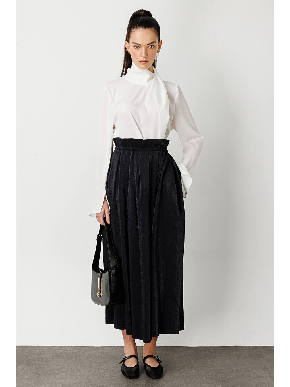 Asimetrik Bluz - Ekru-1