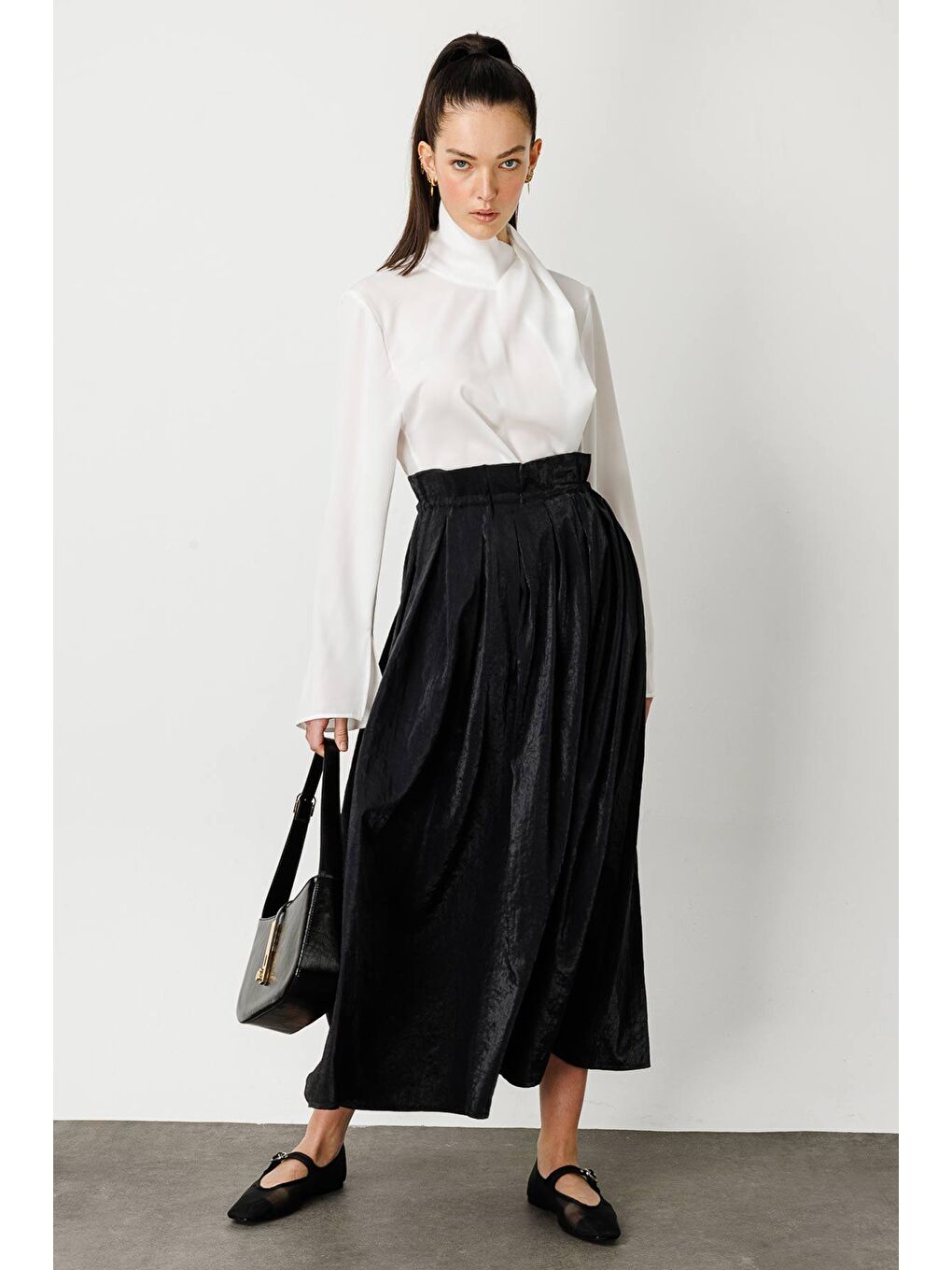 Asimetrik Bluz - Ekru-2