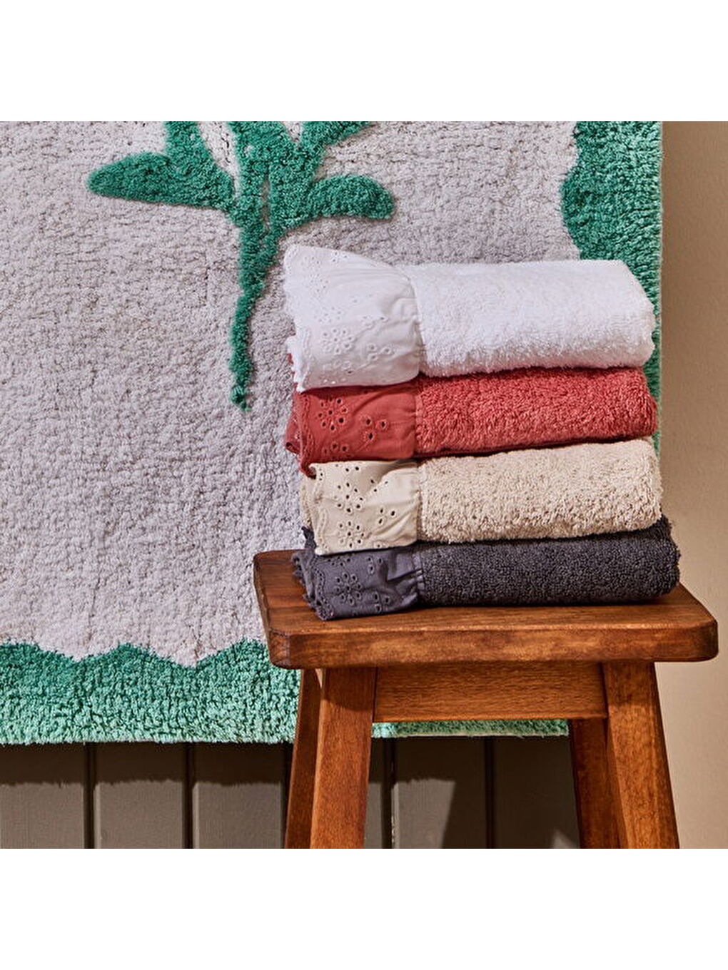 Ekru Soft Fırfırlı Yüz Havlusu - Krem - 50x90 cm-4