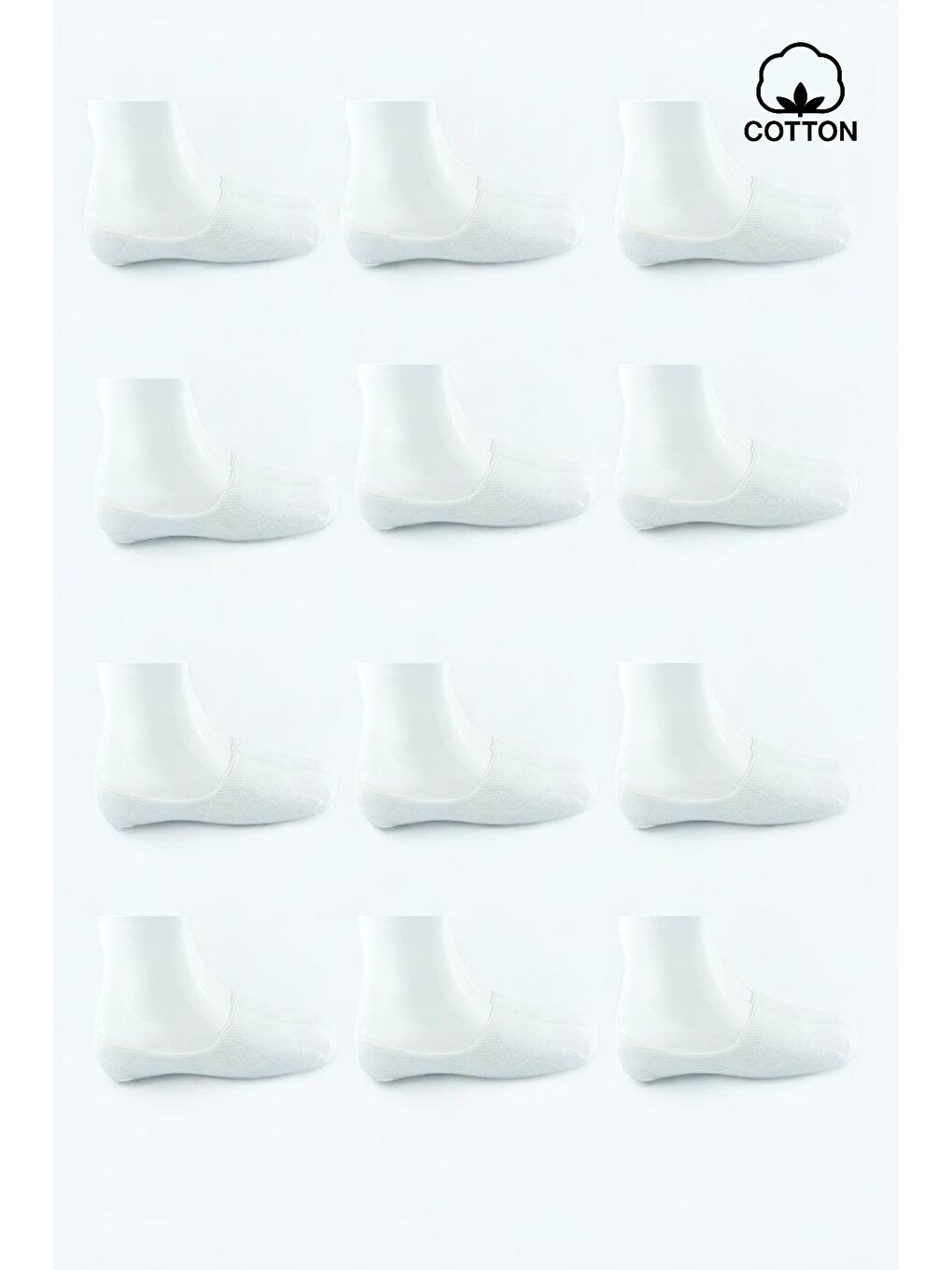 12'li Erkek Beyaz Pamuklu Yumuşak Kaliteli Babet Çorap