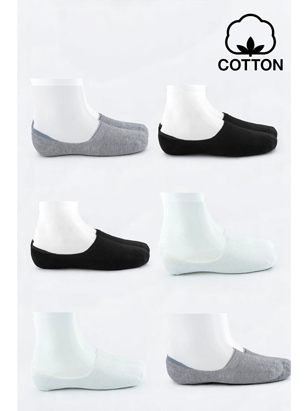 6'lı Kadın Karışık Pamuklu Yumuşak Kaliteli Babet Çorap
