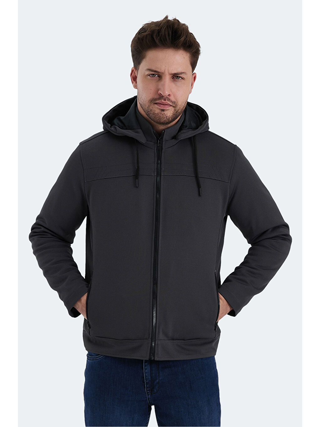 HENDRIKKO Erkek Mont  Kaban Koyu Gri-3