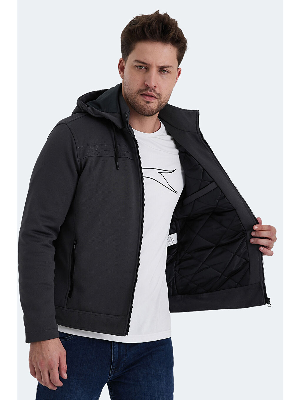 HENDRIKKO Erkek Mont  Kaban Koyu Gri-5