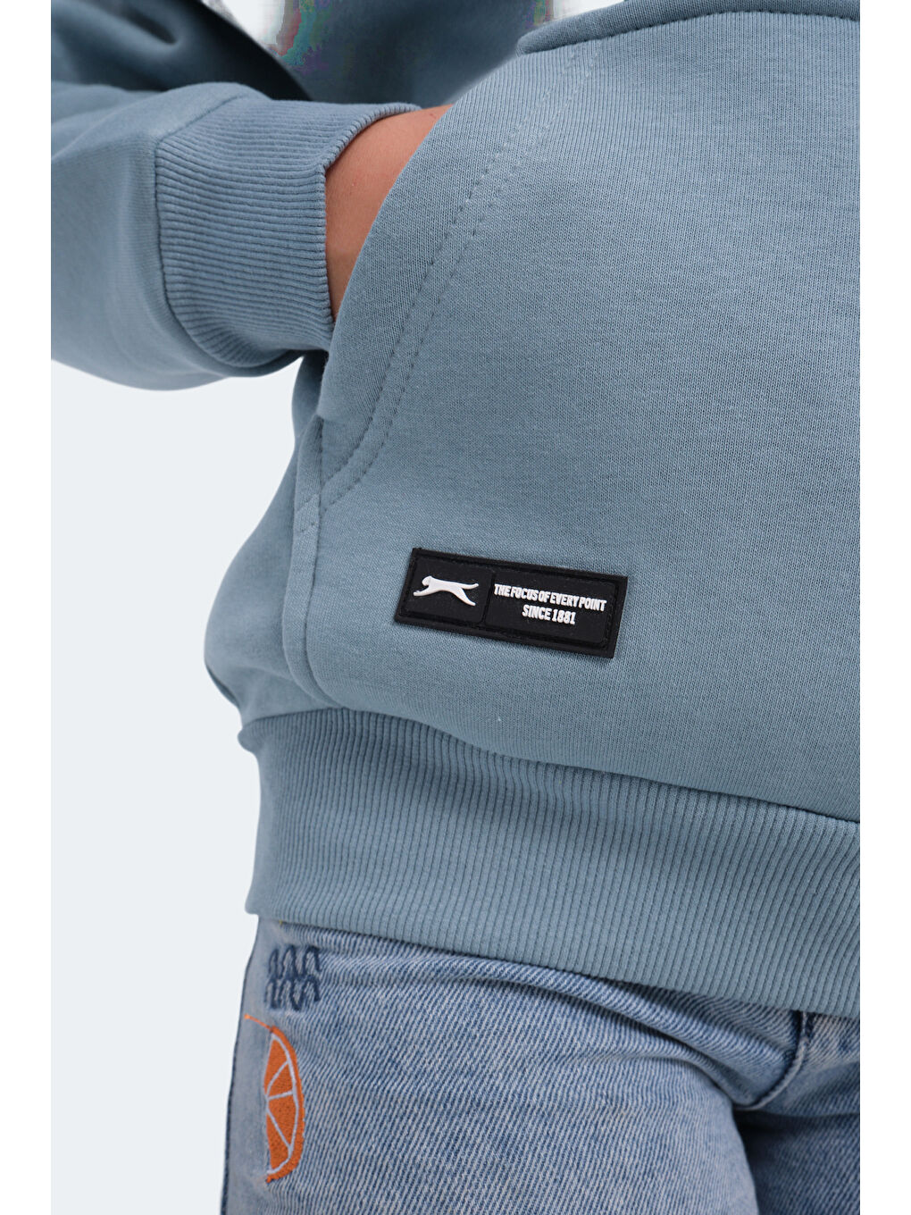 LENE Unisex Çocuk Kapüşonlu Cepli Mavi Sweatshirt-3