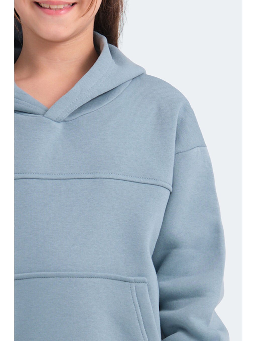 LENE Unisex Çocuk Kapüşonlu Cepli Mavi Sweatshirt-4