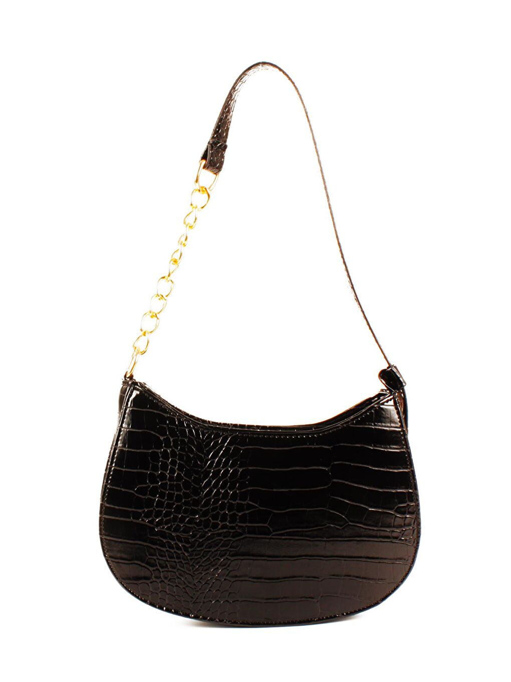 Siyah Kadın Deri Görünümlü Yarı Zincir Askılı Omuz ve Baget Çanta (10774)-2