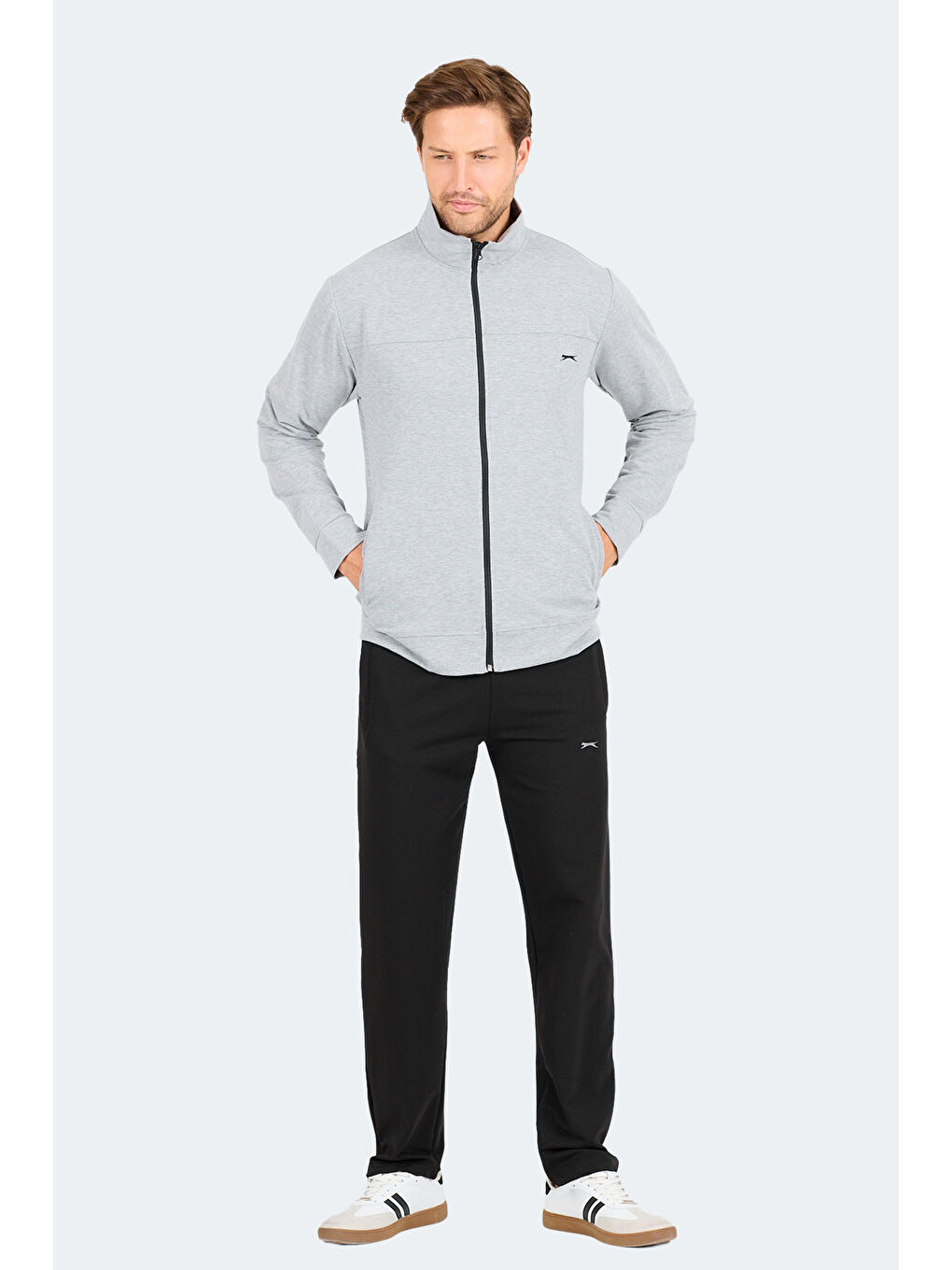 ORDER IN Erkek Fermuarlı Dik Yaka Cepli Gri Eşofman Takımı-6