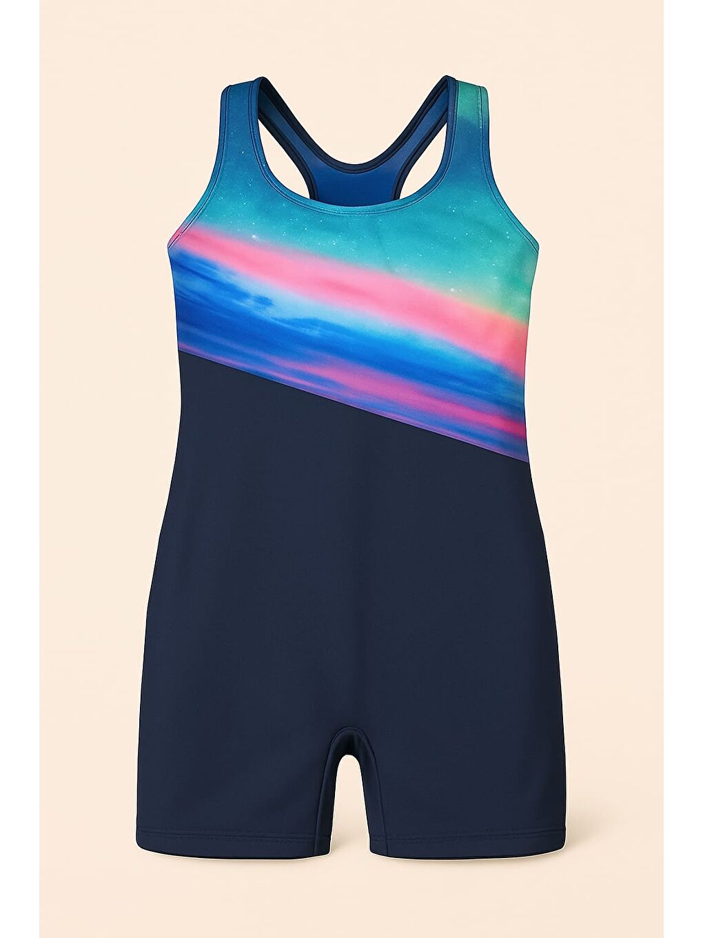 Lacivert Kız Çocuk Deniz Yüzücü Mayoları 5-16 Yaş 11911