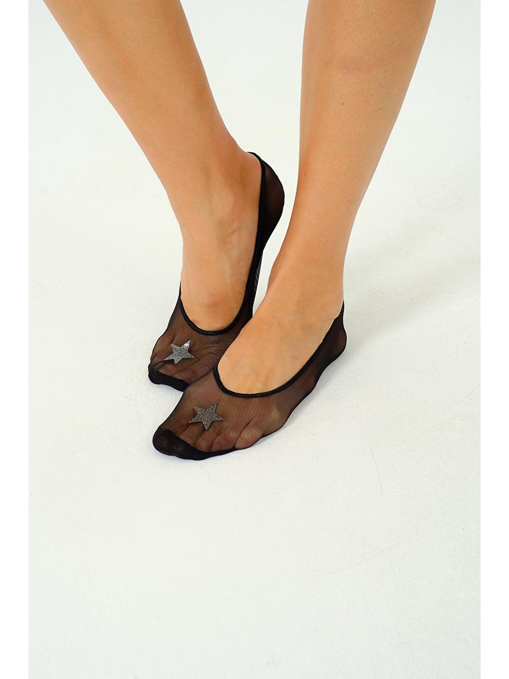 Yıldız Flok Baskılı Lazer Tül Suba Siyah