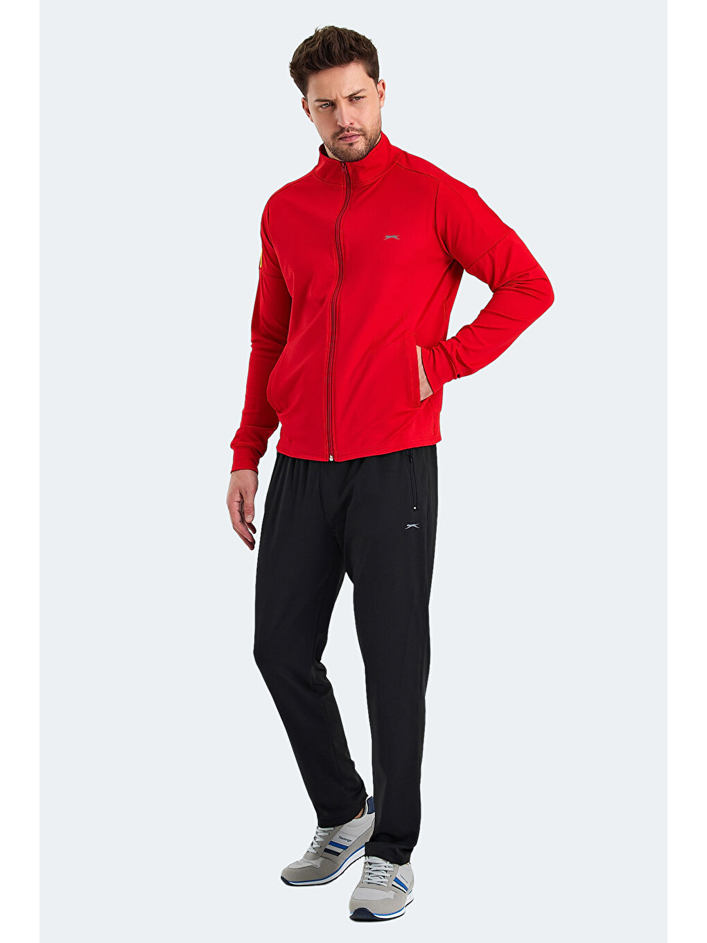 RARELY Erkek Fermuarlı Dik Yaka Cepli Kırmızı Eşofman Takımı-3