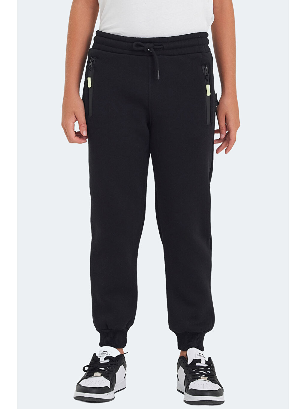 LAMIS Unisex Çocuk Fermuar Cepli Siyah Eşofman Altı-1