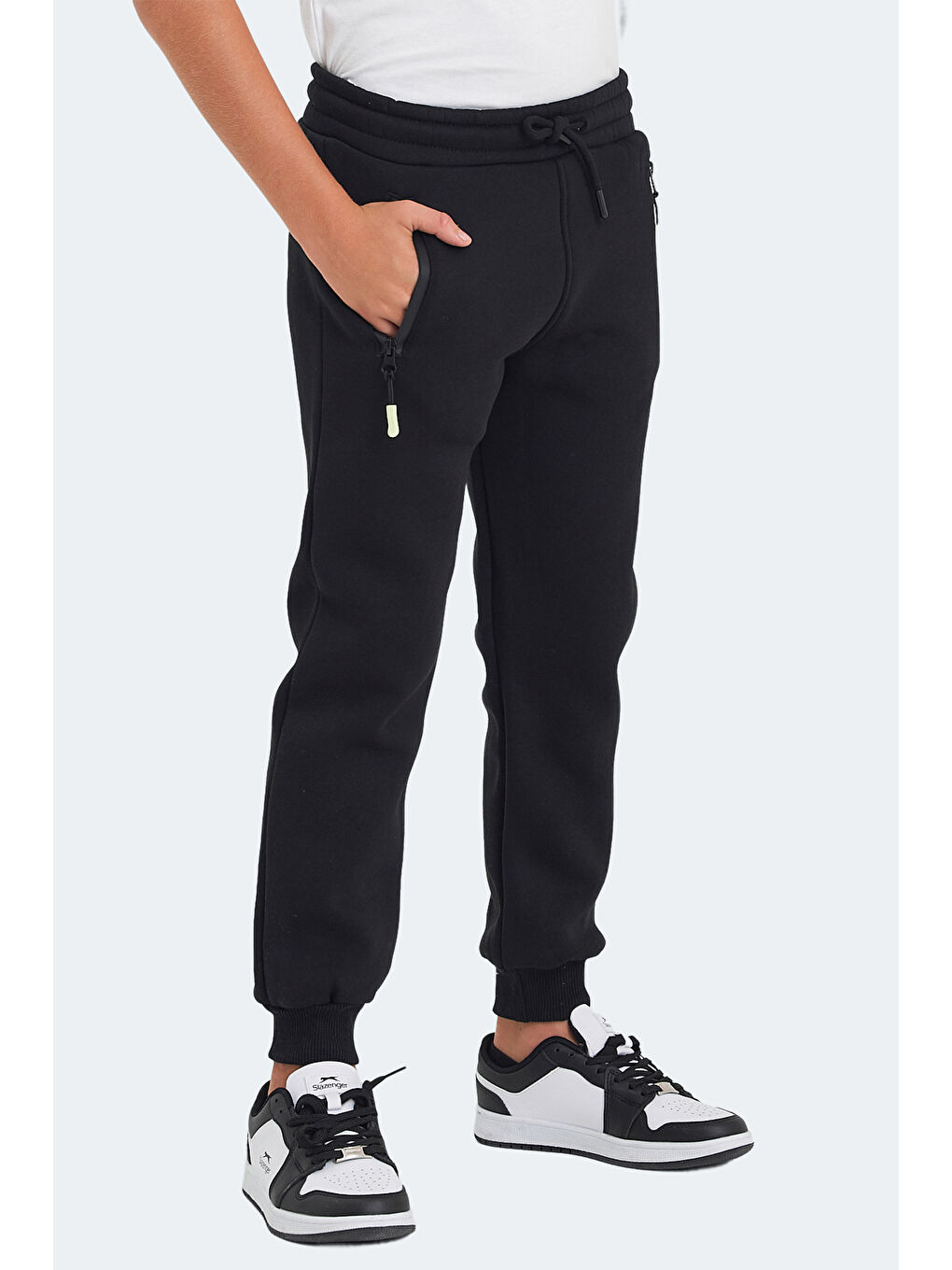 LAMIS Unisex Çocuk Fermuar Cepli Siyah Eşofman Altı-2