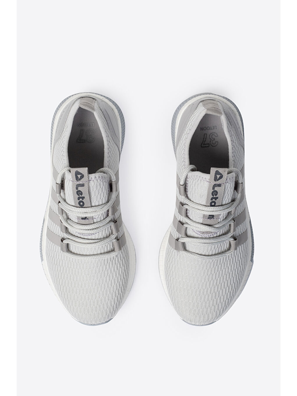 Gri Yuvarlak Burunlu Bağcıklı Erkek Spor Ayakkabı-4