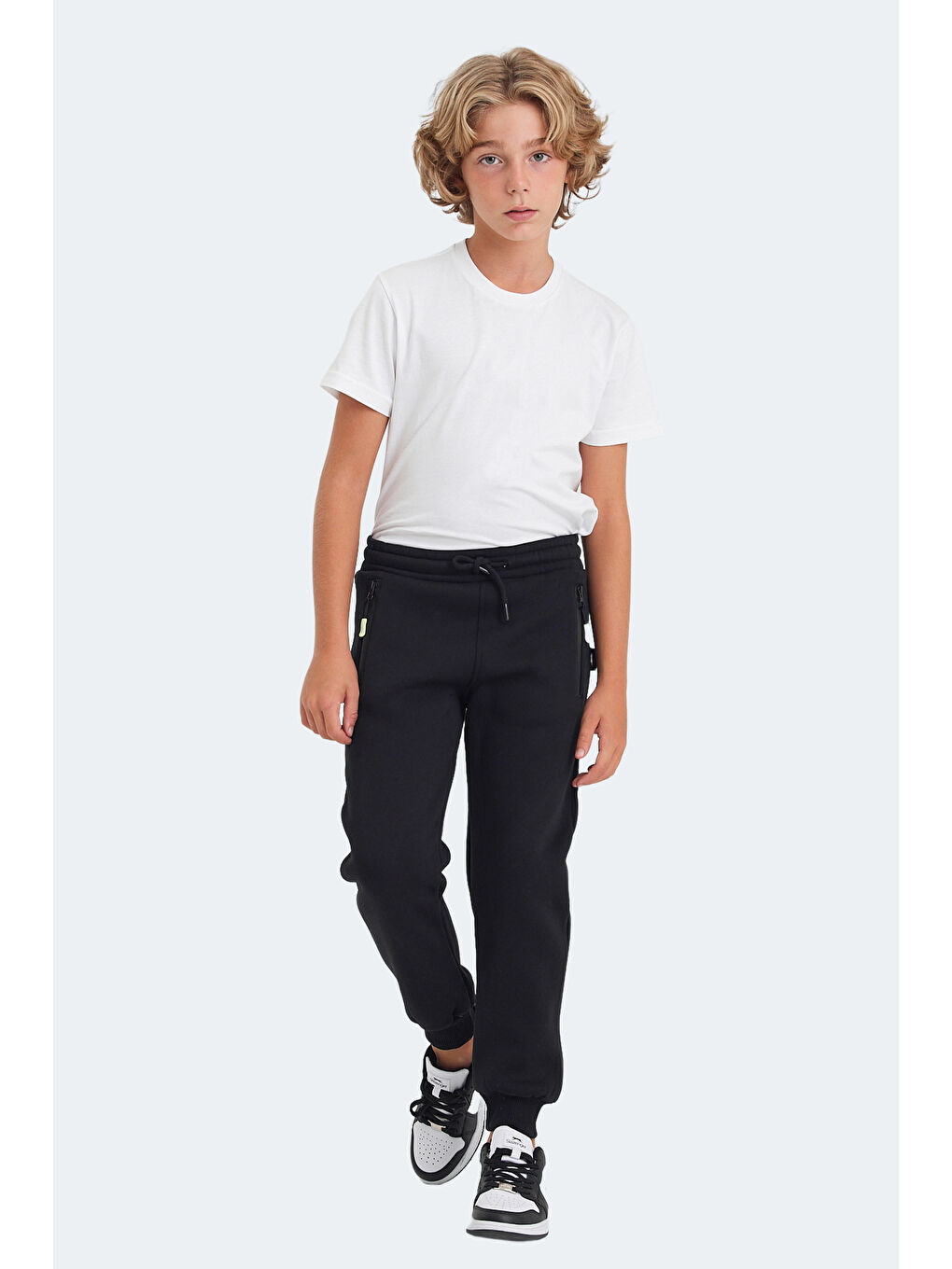 LAMIS Unisex Çocuk Fermuar Cepli Siyah Eşofman Altı-5