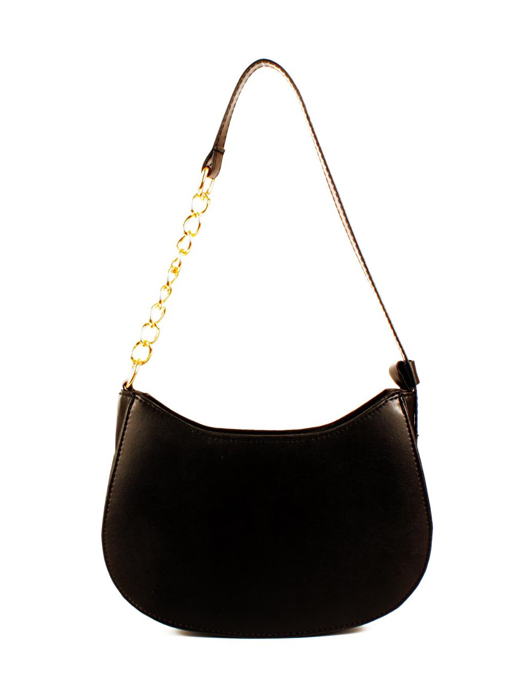 Siyah Kadın Deri Görünümlü Yarı Zincir Askılı Omuz ve Baget Çanta (10774)-3