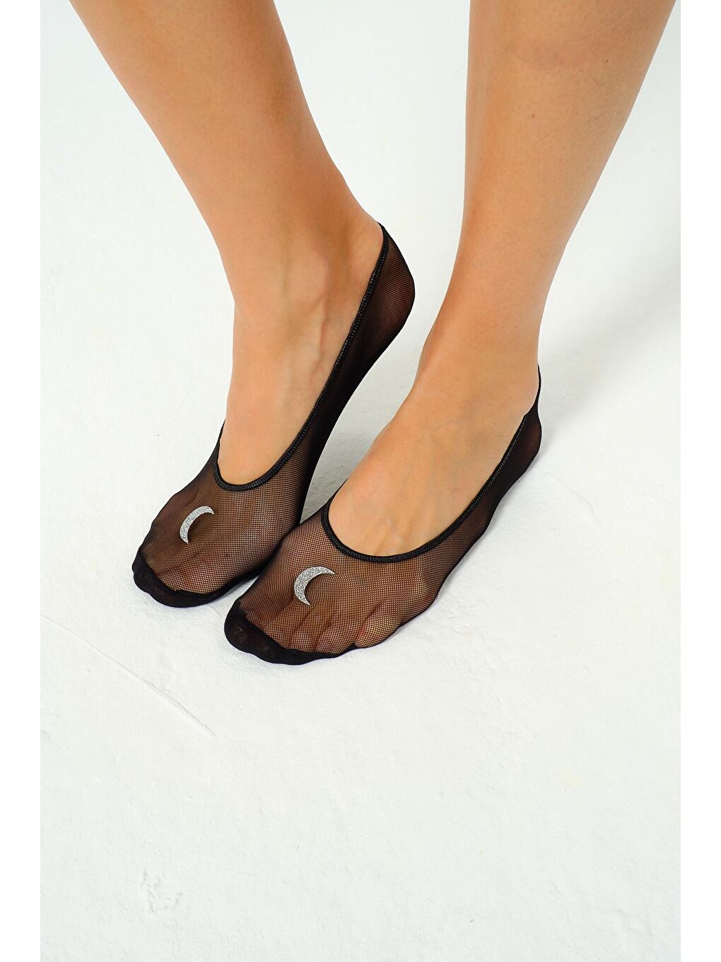 Ay Flok Baskılı Lazer Tül Suba Siyah-3