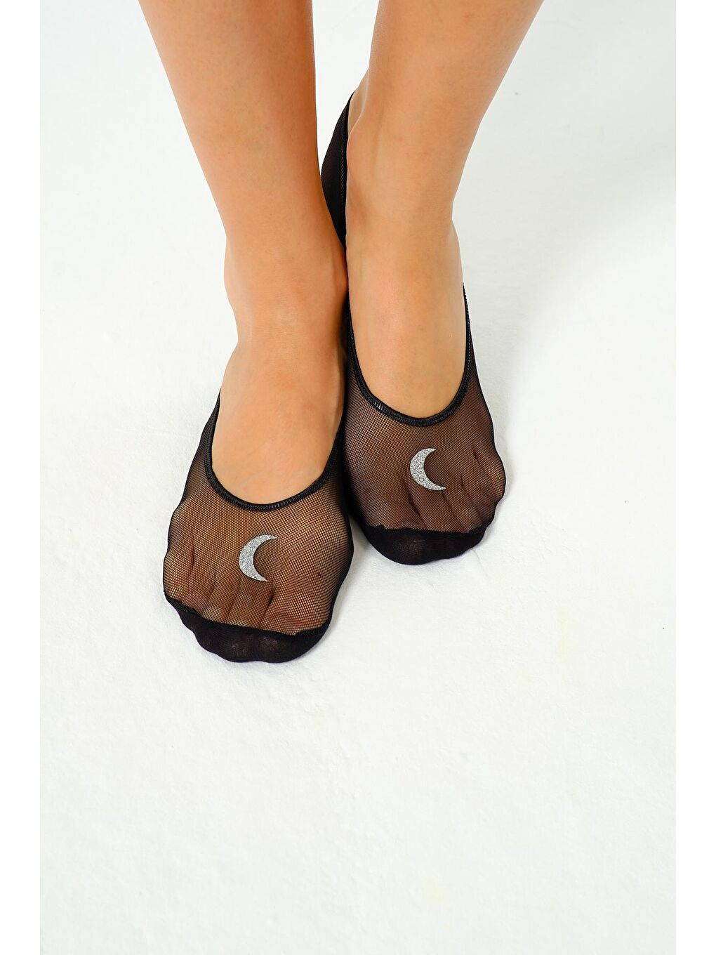 Ay Flok Baskılı Lazer Tül Suba Siyah-6