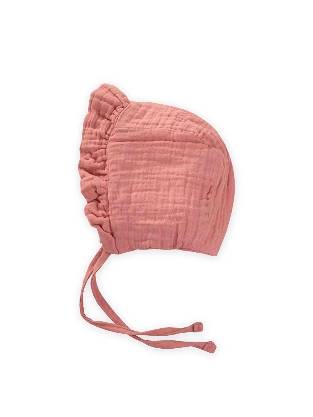 Pembe Bağlamalı Fırfırlı Müslim Bebek Şapka 0-2 Yaş Somon