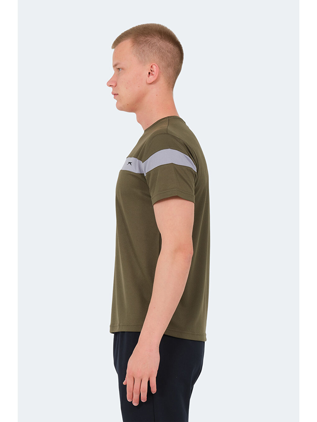 Haki Bisiklet Yaka Kısa Kollu Erkek Tişört-2