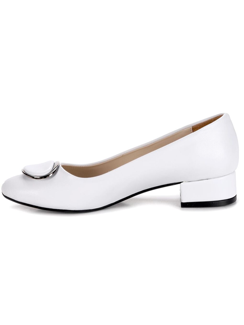 Beyaz Cilt Tokalı 3 Cm Topuklu Kadın Ayakkabı 11404-352-4