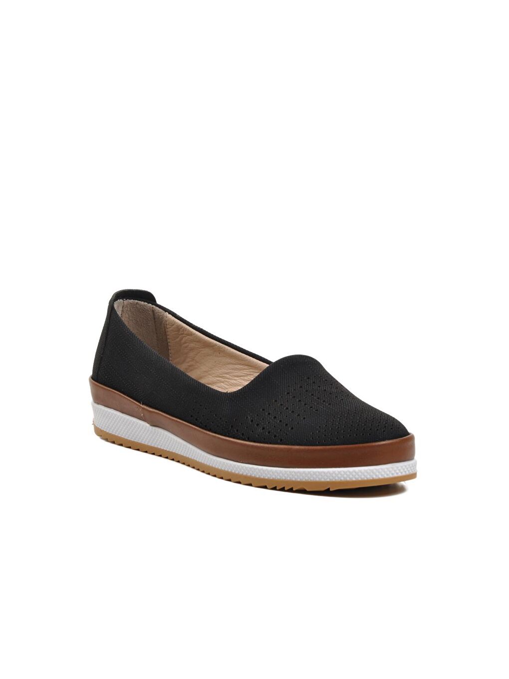 164 Siyah Keten-Taba Hakiki Deri Kadın Ayakkabı-2