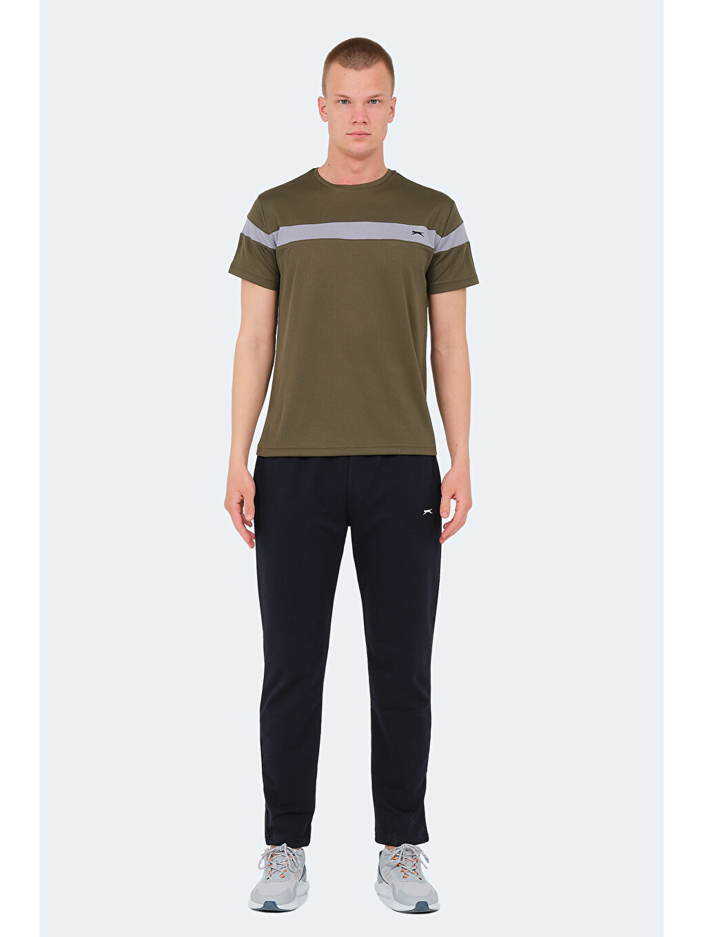 Haki Bisiklet Yaka Kısa Kollu Erkek Tişört-6