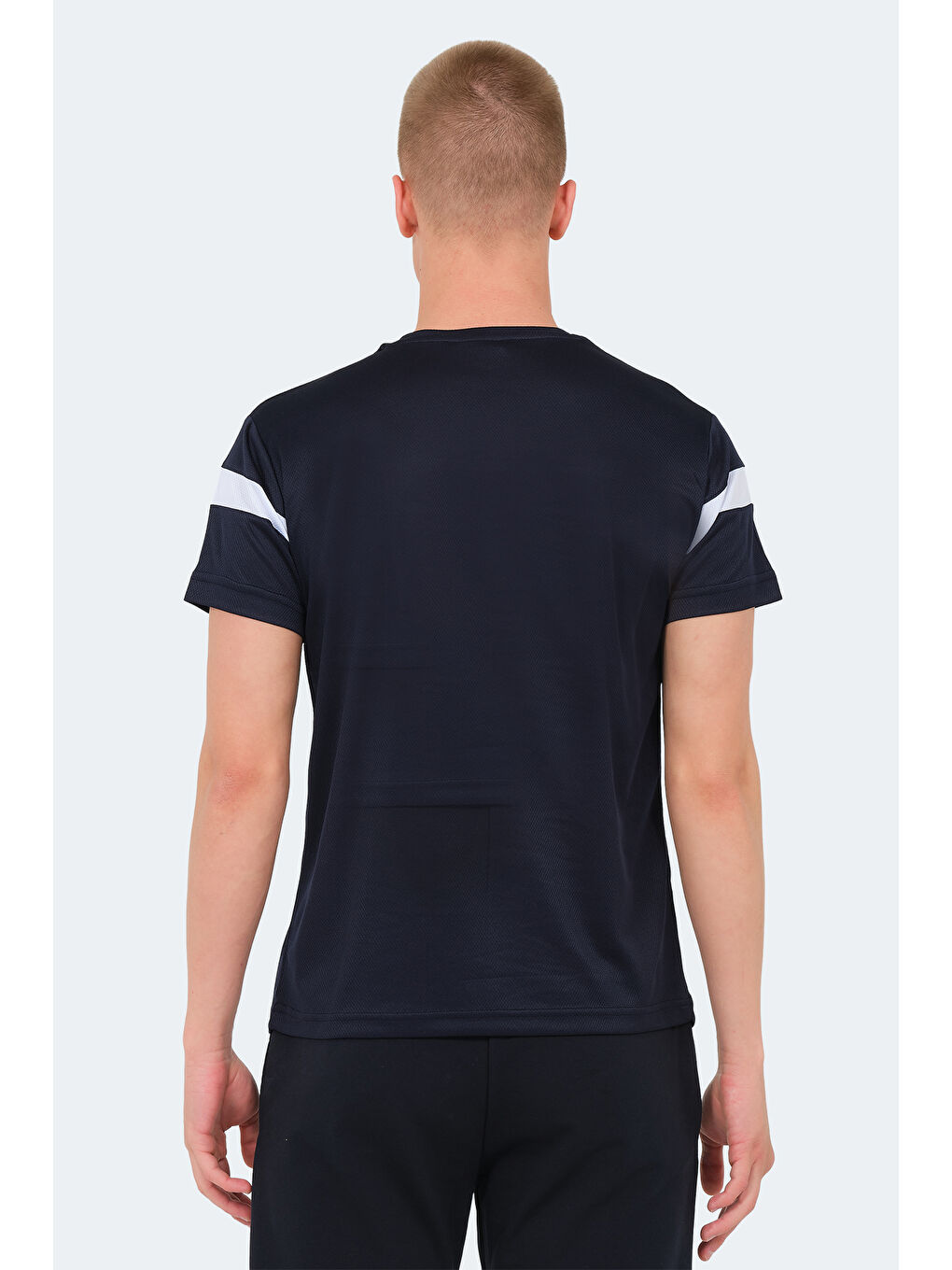 Lacivert Bisiklet Yaka Kısa Kollu Erkek Tişört-1